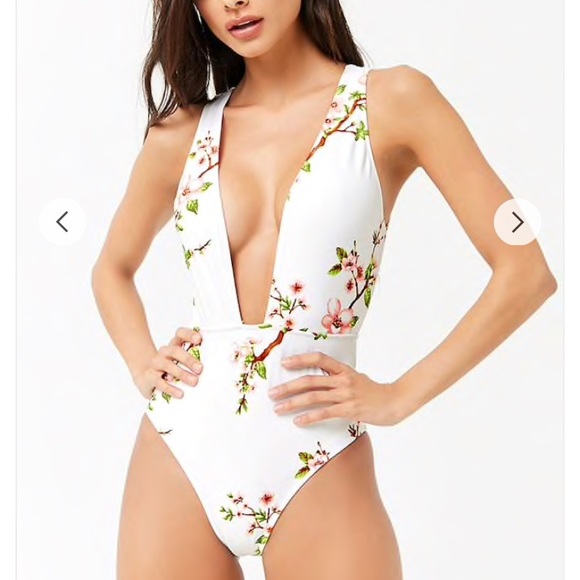 Forever 21 Other - •Forever 21• Plunging Cherry Blossom One Piece